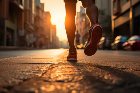 people running in the city . Generative AI.の素材