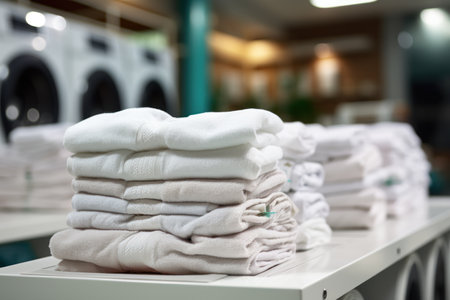 Row of washing machine of laundry business in the public store. Generative AI.の素材