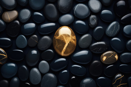 crowd Black and a golden pebbles dark luxury background. generative ai.の素材