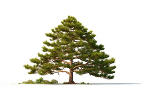 A pine tree isolated on a white background. Generative AI.の素材