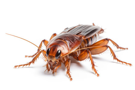 a cockroach on a transparent in white background, Generative Ai.の素材