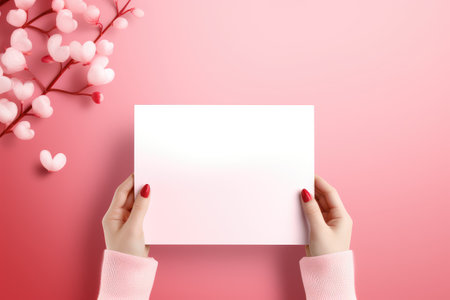 pink rose with blank card. valentine day concept .generative ai.の素材