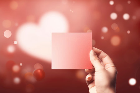 pink rose with blank card. valentine day concept .generative ai.の素材