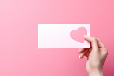 pink rose with blank card. valentine day concept .generative ai.の素材