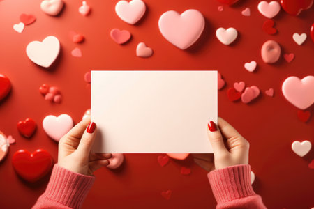 pink rose with blank card. valentine day concept .generative ai.の素材
