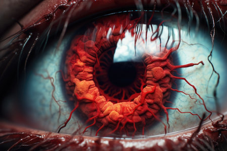 Human eye blood anatomy. high blood pressure. generative ai.の素材