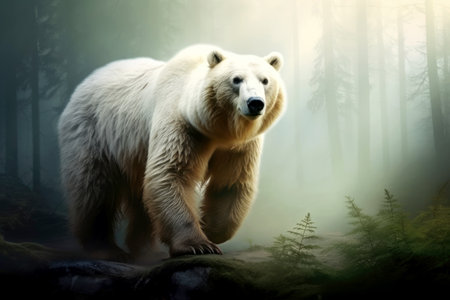 Close up of a bear isolated of natural background. generative ai.の素材