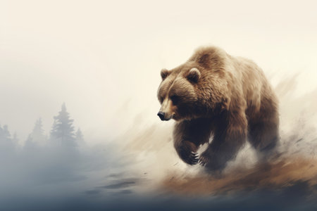 Close up of a bear isolated of natural background. generative ai.の素材
