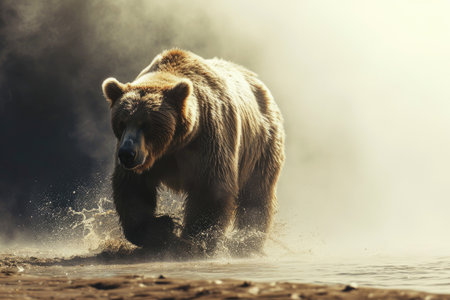 Close up of a bear isolated of natural background. generative ai.の素材