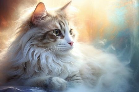 Close up of a cute cat on blur background. generative ai.の素材