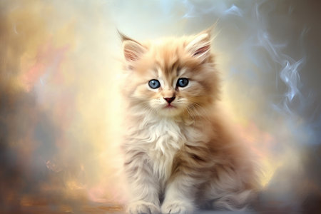 Close up of a cute cat on blur background. generative ai.の素材
