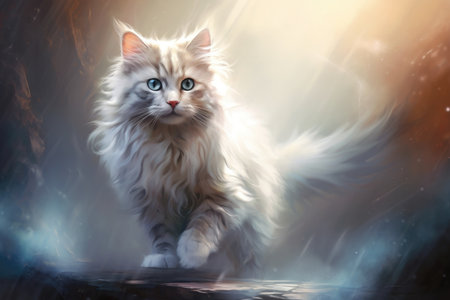 Close up of a cute cat on blur background. generative ai.の素材