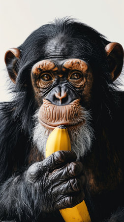 Portrait of a monkey hold a banana , Generate Ai.の素材