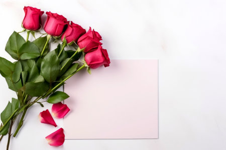 empty greeting card with roses good for valentines day, women day, mothers day.ai generative.の素材