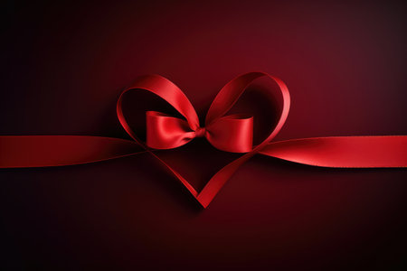 a heart shape ribbon red heart Generative AI.の素材