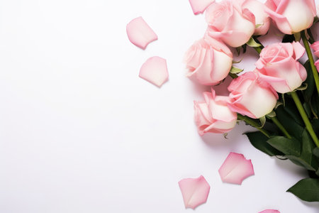 empty greeting card with roses good for valentines day, women day, mothers day.ai generative.の素材
