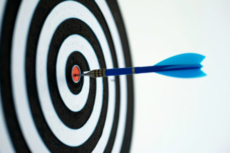 board and arrow in middle. Business and success concept. Achievement and target theme. Generative AI.の素材