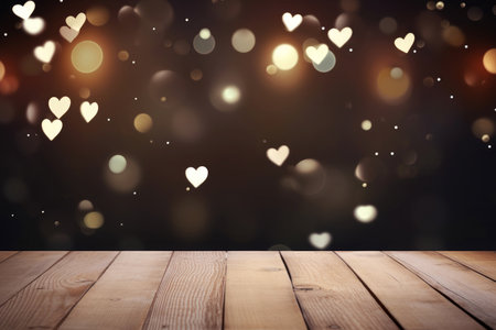 a wooden table, providing ample copy space , valentine day concept , generative ai.の素材
