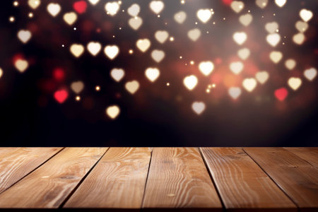 a wooden table, providing ample copy space , valentine day concept , generative ai.の素材