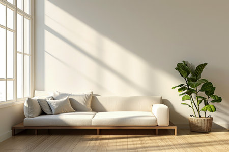 blending tradition with innovation: an italian living room enhanced by minimalist fashion poster mockups. Ai Generated.の素材