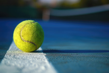 tennis ball on the line court . generative ai.の素材