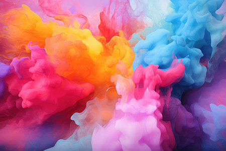 Colorful rainbow holi paint splash color powder explosion, generative ai.の素材