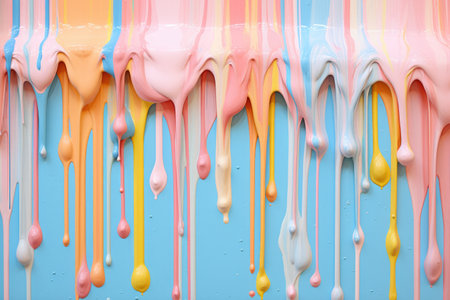 Colorful acrylic paint dripping with liquid drops. holi festival Generative AI.の素材