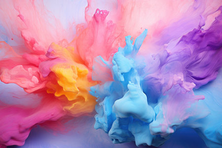 Colorful rainbow holi paint splash color powder explosion, generative ai.の素材
