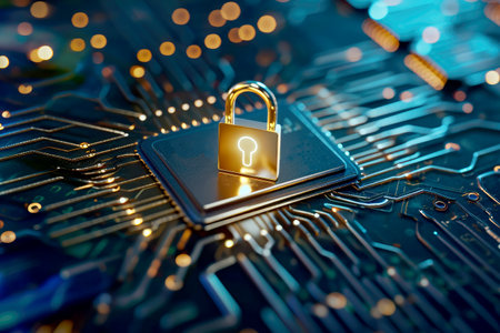 cyber security Technology Smart motherboard chip .AI generative.の素材