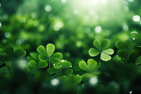 Happy St Patrick's Day Background Holiday Illustration. Green Saint Patrick .Generative AI.の素材