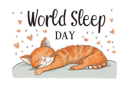 a cat sleep in world sleep day concept. generative ai.の素材