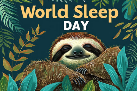 a sloth sleep in world sleep day concept. generative ai.の素材