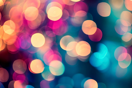 abstract bokeh lights on dark background,. generative ai.の素材
