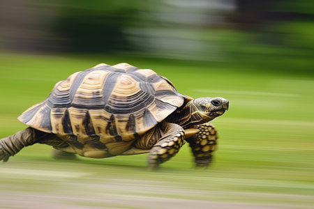 A turtle that fast runs in blur background .generative AI.の素材