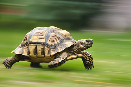A turtle that fast runs in blur background .generative AI.の素材