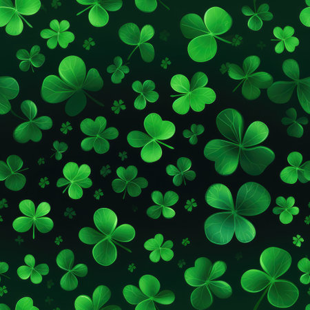 Seamles, Happy St Patrick's Day Background Holiday Illustration. Green Saint Patrick Generative AI design.の素材