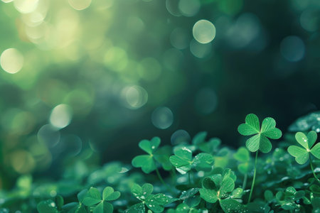 Saint Patrick's Day background with empty copy space Generative Ai.の素材