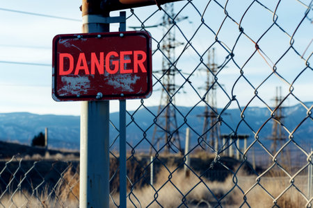 danger warning high voltage electrical line .AI generative.の素材