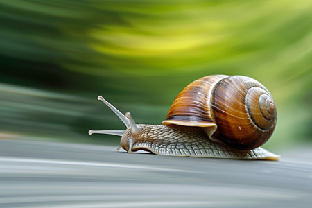 A snail that fast runs in blur background .generative AI.の素材
