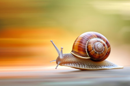 A snail that fast runs in blur background .generative AI.の素材