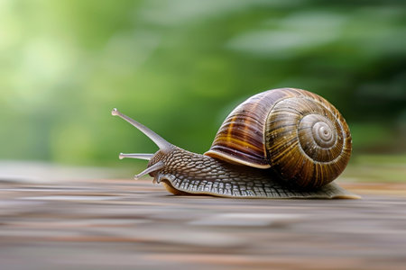 A snail that fast runs in blur background .generative AI.の素材