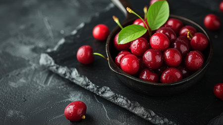 a lots of cherries on top of a wooden table next to a pile of other cherries.ai generative.の素材