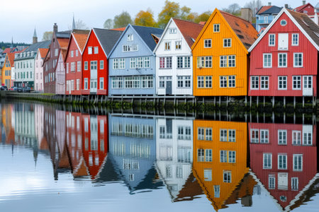 Trondheim historic city in central Norway, generative artificial intelligence.の素材