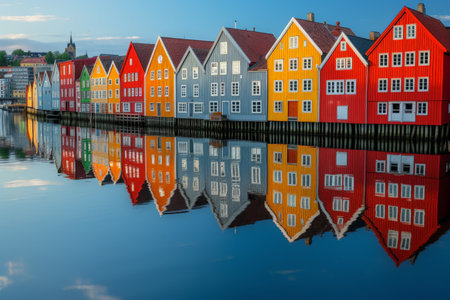 Trondheim historic city in central Norway, generative artificial intelligence.の素材