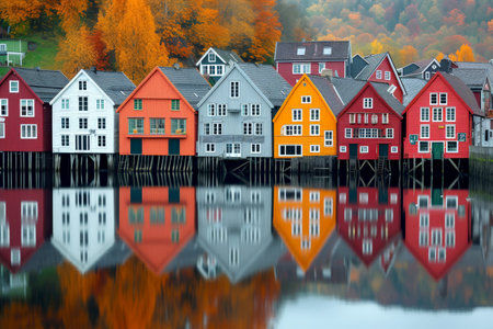 Trondheim historic city in central Norway, generative artificial intelligence.の素材