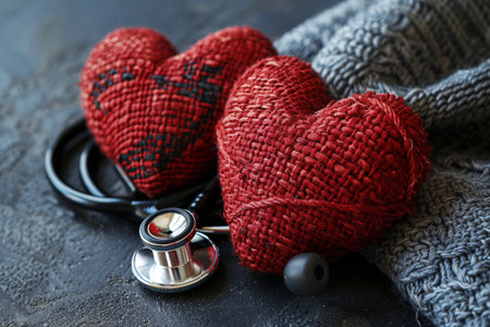 Red heart stethoscope. World Health Day concept. Generate Ai.の素材