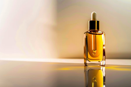 fragrance bottle and pink flowers, perfume commercial in background , bespoke perfumery and beauty product sale, generative ai.の素材