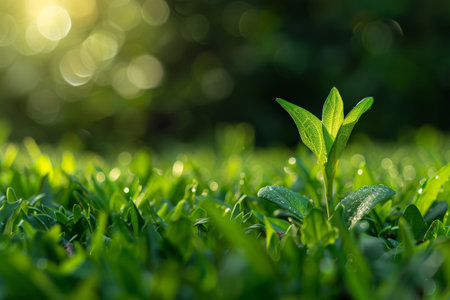 Young growing sprout with several leaves.ai generative.の素材
