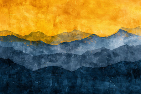 Grunge blue and yellow Textured background . Generative AI.の素材