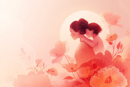 colorful happiness family of mother and daughter smile and loving each other .Generative Ai.の素材
